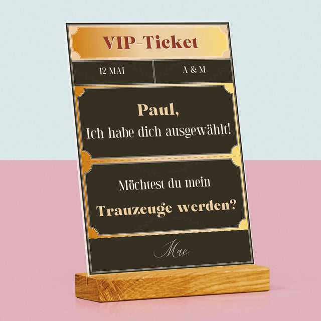 Name Und Unterschrift: Vip-Ticket- Trauzeuge - Druck Auf Acrylglas