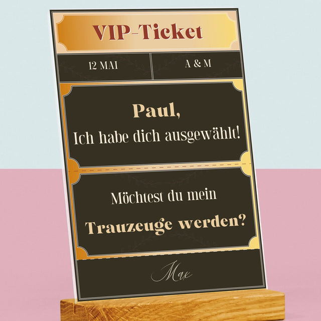 Name Und Unterschrift: Vip-Ticket- Trauzeuge - Druck Auf Acrylglas
