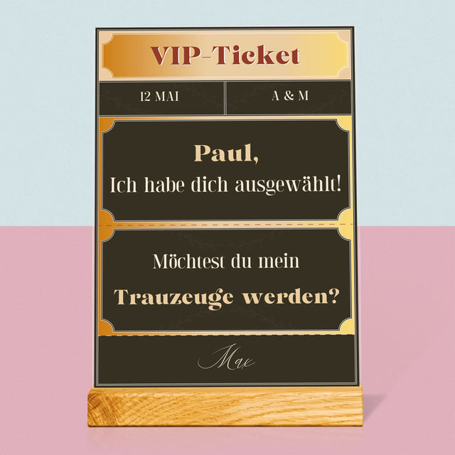 Name Und Unterschrift: Vip-Ticket- Trauzeuge - Druck Auf Acrylglas