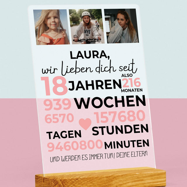 Fotocollage: Wir Lieben Dich Seit 18 Jahren - Druck Auf Acrylglas