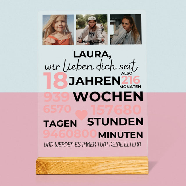 Fotocollage: Wir Lieben Dich Seit 18 Jahren - Druck Auf Acrylglas