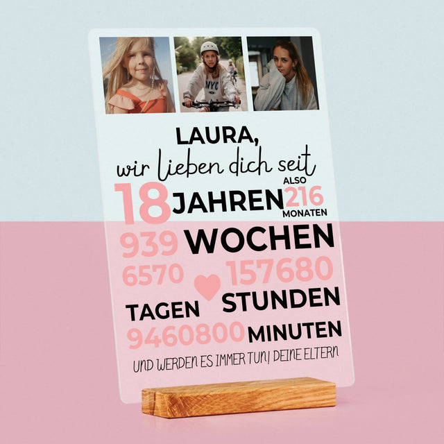 Fotocollage: Wir Lieben Dich Seit 18 Jahren - Druck Auf Acrylglas