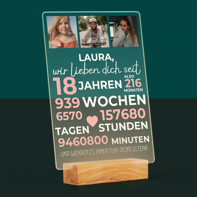 Fotocollage: Wir Lieben Dich Seit 18 Jahren - Druck Auf Acrylglas