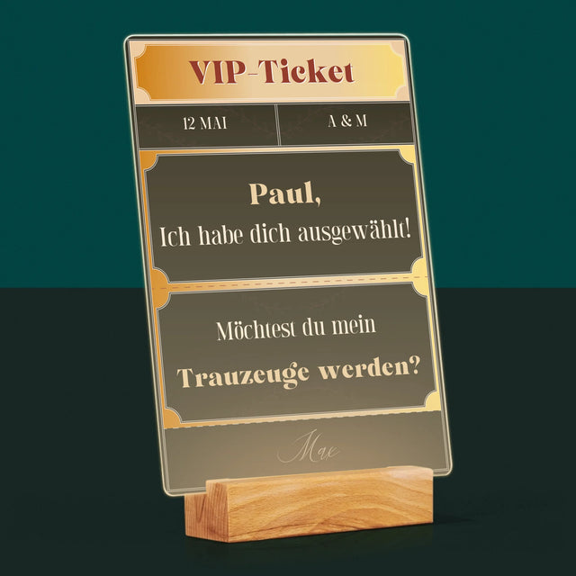 Name Und Unterschrift: Vip-Ticket- Trauzeuge - Druck Auf Acrylglas