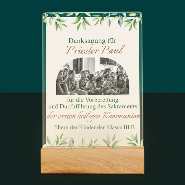 Foto Und Unterschrift: Dank An Den Priester-Kommunion - Druck Auf Acrylglas