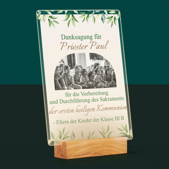 Foto Und Unterschrift: Dank An Den Priester-Kommunion - Druck Auf Acrylglas
