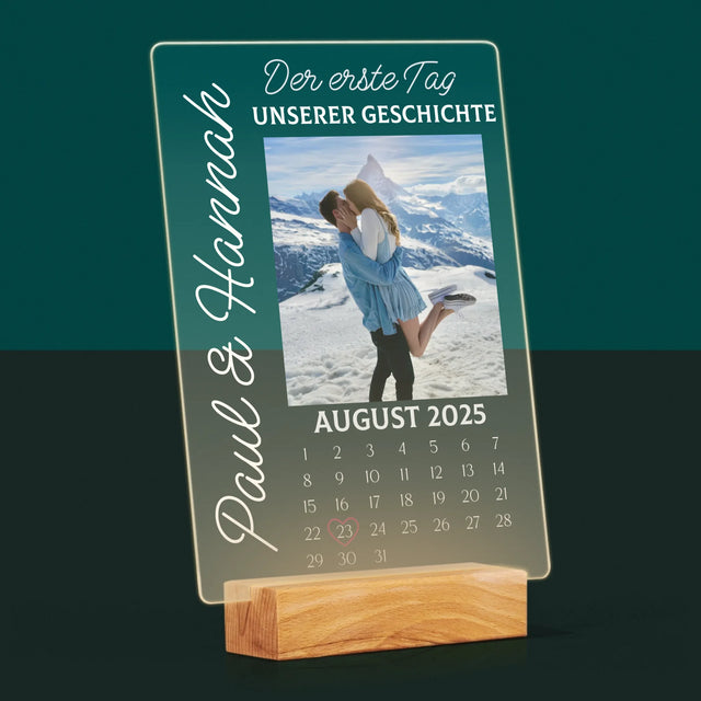 Foto Und Unterschrift: Der Erste Tag Unserer Geschichte - Druck Auf Acrylglas