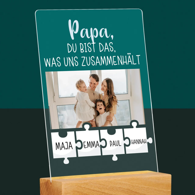 Foto Und Unterschrift: Papa, Du Bist Das, Was Uns Zusammenhält - Druck Auf Acrylglas