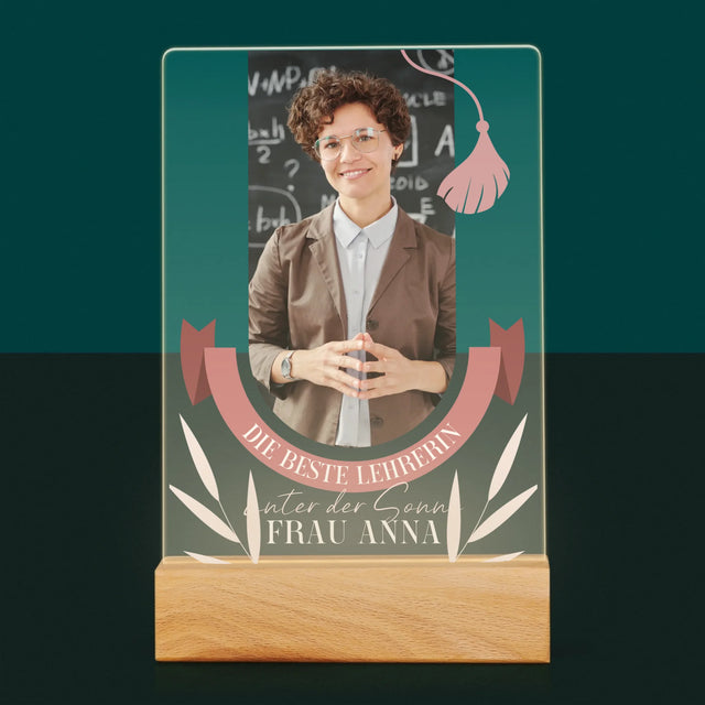 Foto Und Unterschrift: Die Beste Lehrerin Unter Der Sonne - Druck Auf Acrylglas