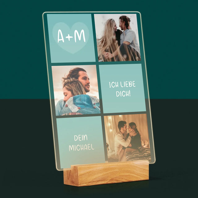 Fotocollage: Ich Liebe Dich Initialen - Druck Auf Acrylglas