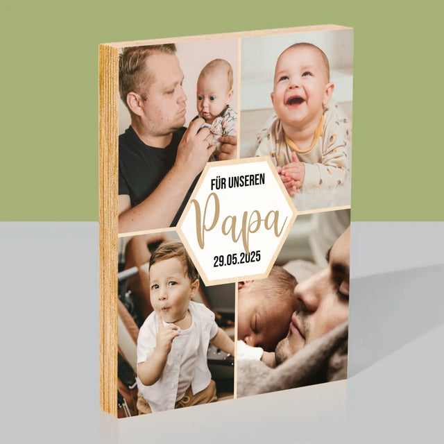 Fotocollage: Für Unseren Papa - Druck Auf Holz