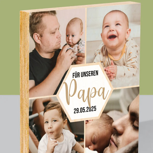 Fotocollage: Für Unseren Papa - Druck Auf Holz