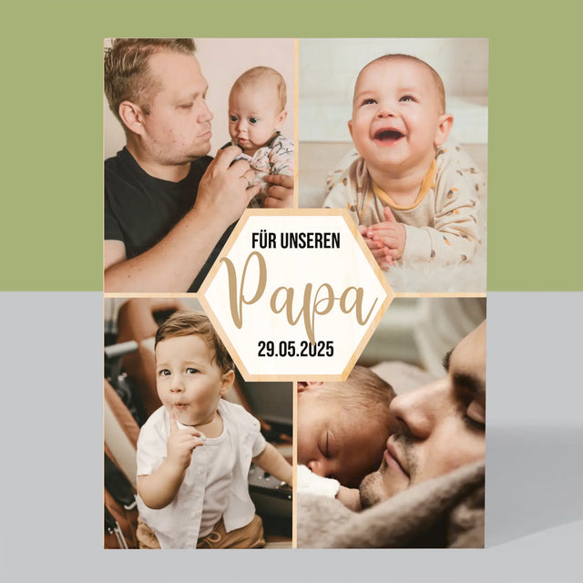 Fotocollage: Für Unseren Papa - Druck Auf Holz