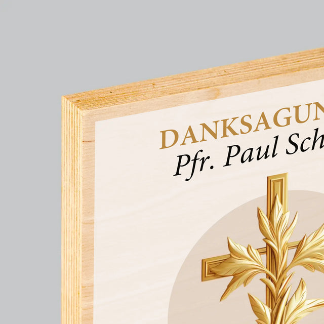 Name Und Unterschrift: Dank An Den Pfarrer - Druck Auf Holz