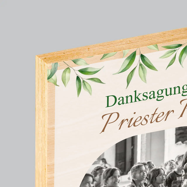 Foto Und Unterschrift: Dank An Den Priester-Kommunion - Druck Auf Holz