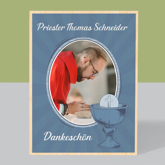 Name Und Unterschrift: Danksagung An Den Priester  - Druck Auf Holz