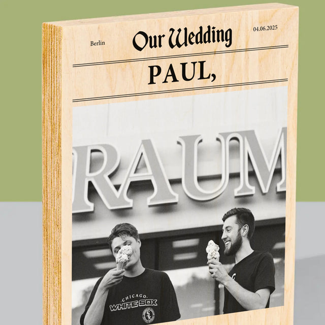 Foto Und Unterschrift: Our Wedding Trauzeuge  - Druck Auf Holz
