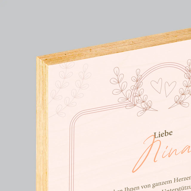 Name Und Unterschrift: Dank An Die Trauzeugin - Druck Auf Holz