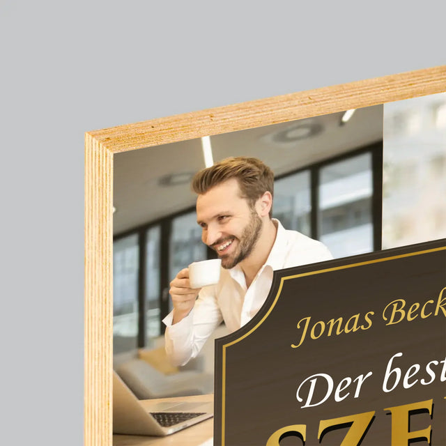 Fotocollage: Der Beste Chef Der Welt  - Druck Auf Holz