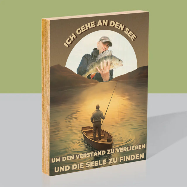 Foto Und Unterschrift: Ich Gehe An Den See - Druck Auf Holz