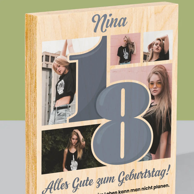 Fotocollage: 18 - Schönsten Momente - Druck Auf Holz