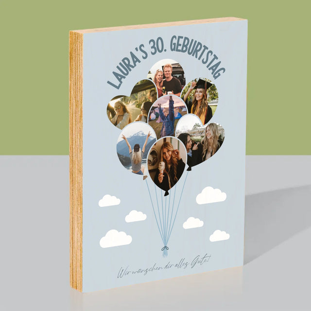 Form-Collage: Dreißig-Luftballons - Druck Auf Holz