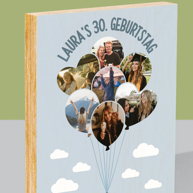 Form-Collage: Dreißig-Luftballons - Druck Auf Holz