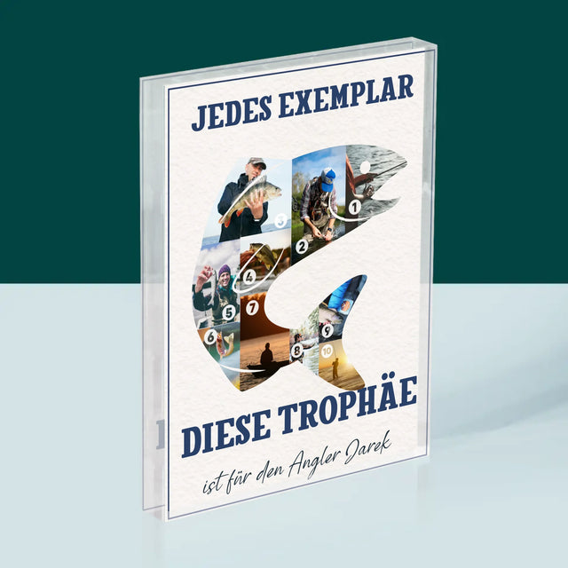 Form-Collage: Exemplar Eines Anglers - Acrylblock