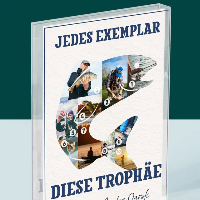 Form-Collage: Exemplar Eines Anglers - Acrylblock