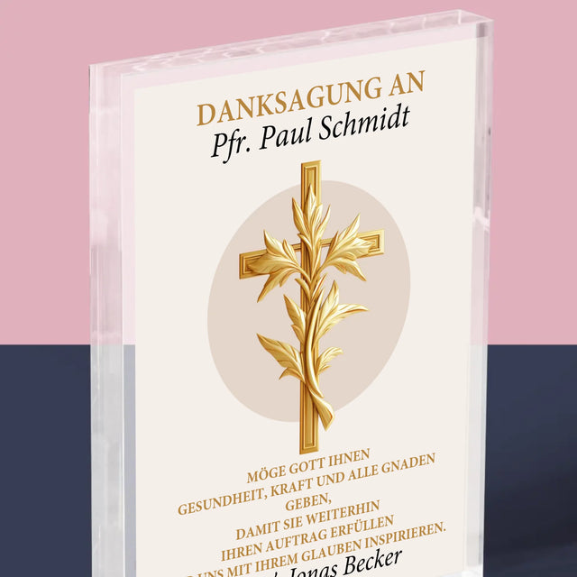Name Und Unterschrift: Dank An Den Pfarrer - Acrylblock