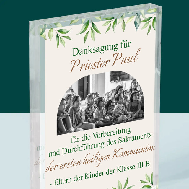 Foto Und Unterschrift: Dank An Den Priester-Kommunion - Acrylblock