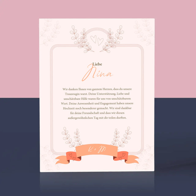 Name Und Unterschrift: Dank An Die Trauzeugin - Acrylblock