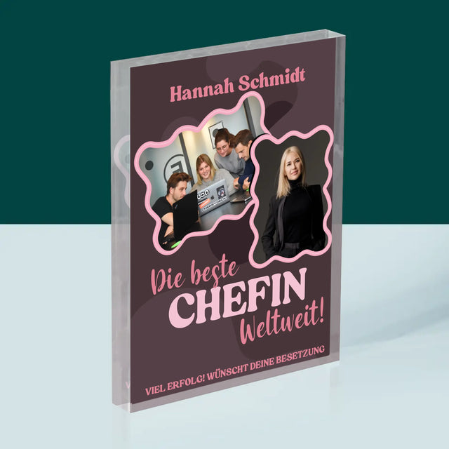 Fotocollage: Beste Chefin  - Acrylblock