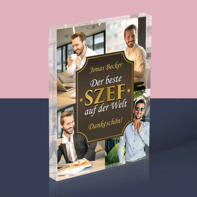 Fotocollage: Der Beste Chef Der Welt  - Acrylblock