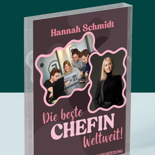 Fotocollage: Beste Chefin  - Acrylblock