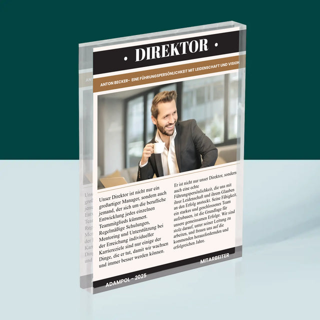 Magazin-Cover: Direktor - Acrylblock