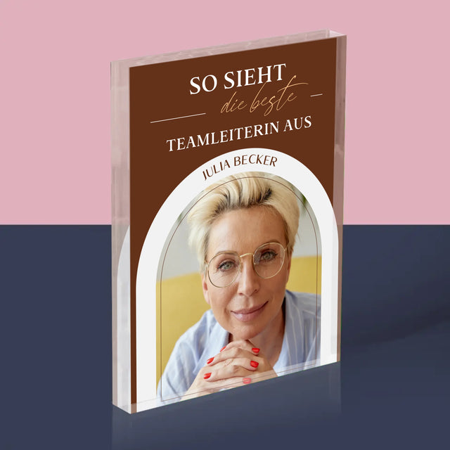 Foto Und Unterschrift: Bester Teamleiter - Acrylblock