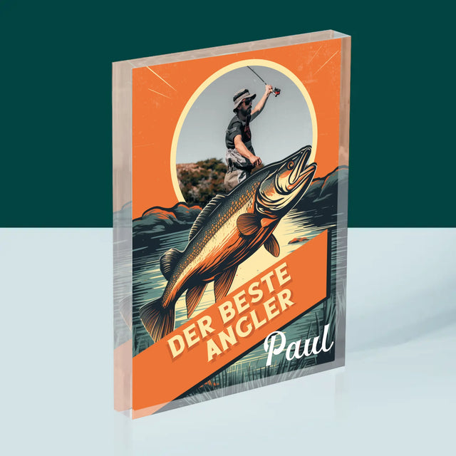 Foto Und Unterschrift: Der Beste Angler - Acrylblock