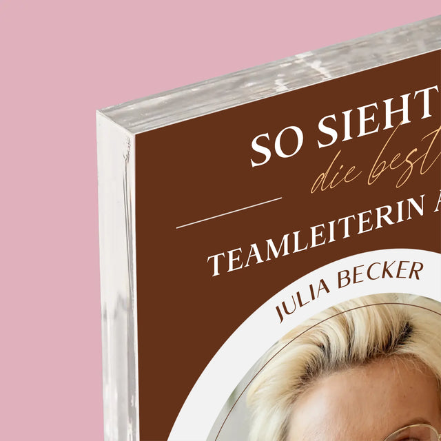 Foto Und Unterschrift: Bester Teamleiter - Acrylblock