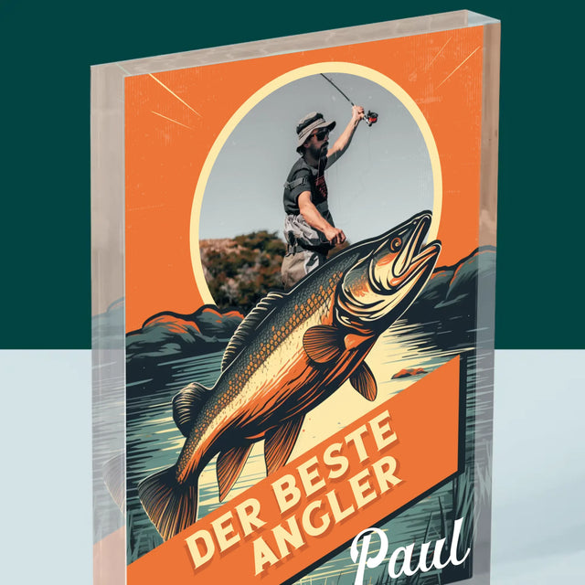 Foto Und Unterschrift: Der Beste Angler - Acrylblock