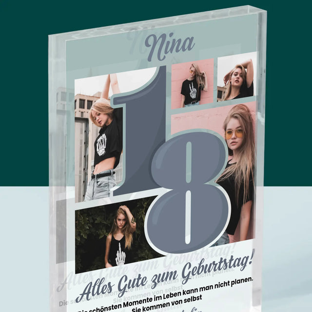 Fotocollage: 18 - Schönsten Momente - Acrylblock