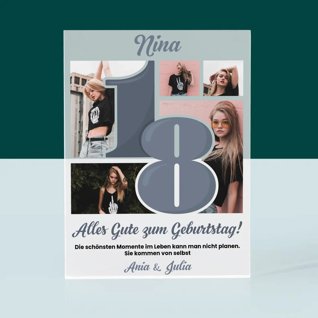 Fotocollage: 18 - Schönsten Momente - Acrylblock