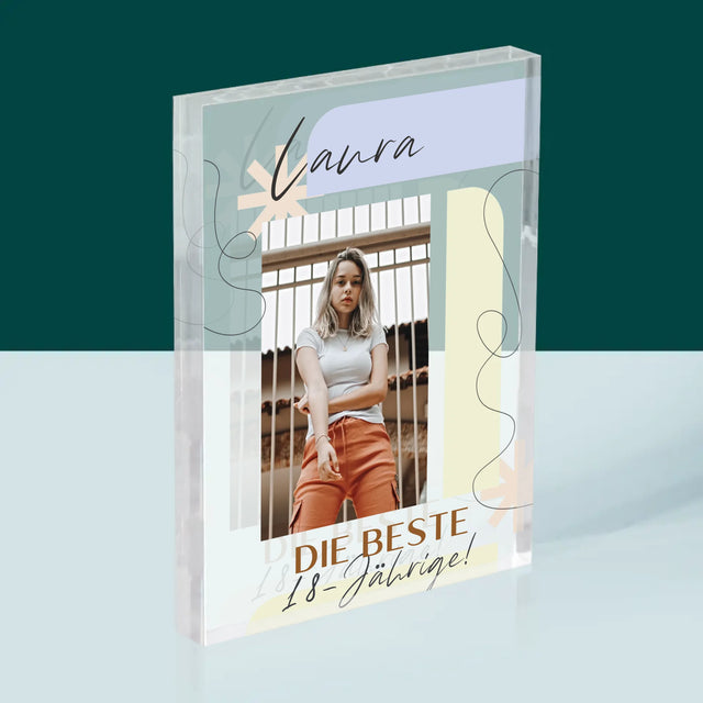 Foto Und Unterschrift: Beste 18-Jährige - Acrylblock
