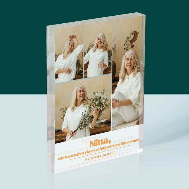 Fotocollage: Erfolgreicher Ruhestand - Acrylblock