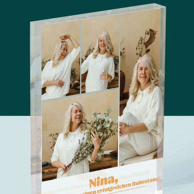 Fotocollage: Erfolgreicher Ruhestand - Acrylblock