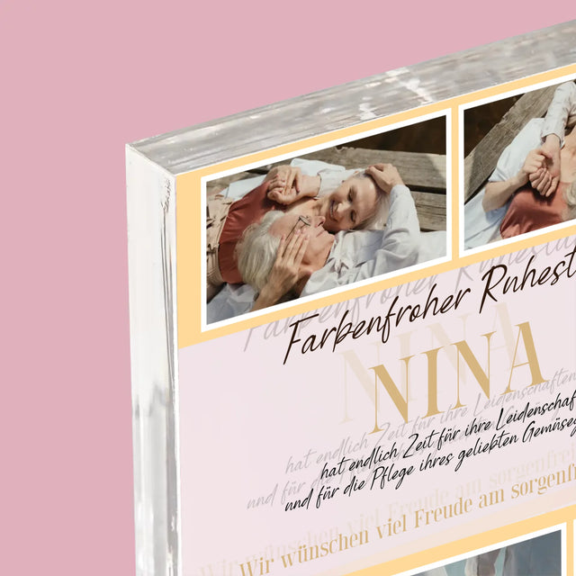 Fotocollage: Farbenfroher Ruhestand - Acrylblock