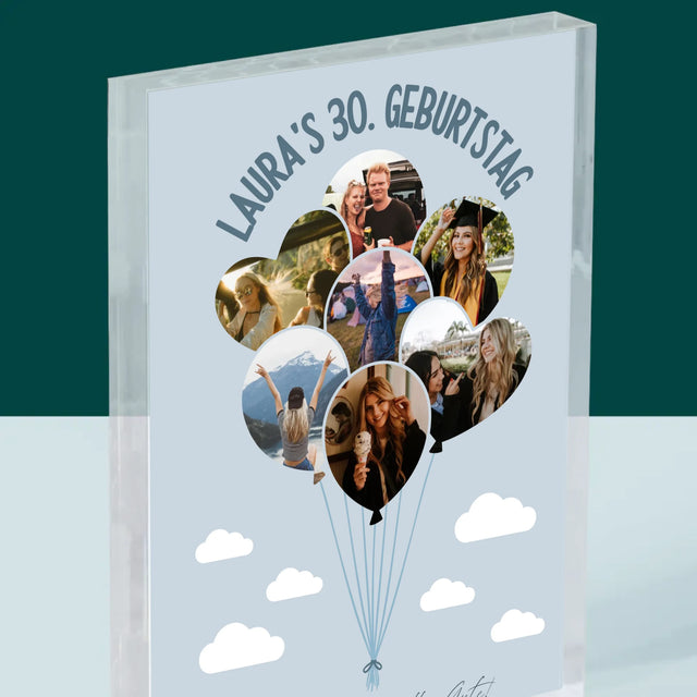 Form-Collage: Dreißig-Luftballons - Acrylblock
