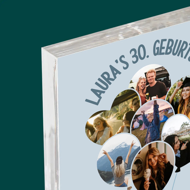 Form-Collage: Dreißig-Luftballons - Acrylblock