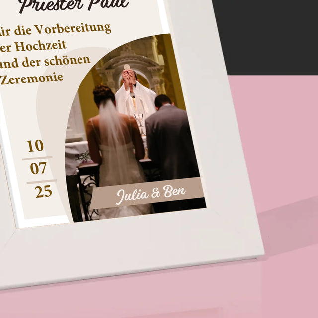 Foto Und Unterschrift: Danksagung Für Den Priester - Hochzeit - Bilderrahmen