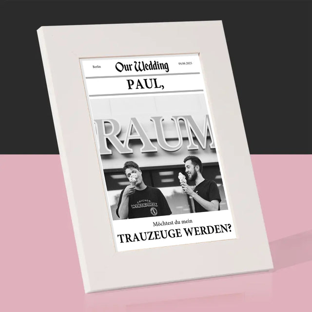 Foto Und Unterschrift: Our Wedding Trauzeuge  - Bilderrahmen